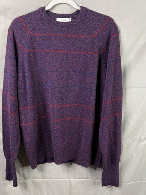 Lord Jeff Lambswool Crewneck Sweater Mens Large Purple Striped Made in USA